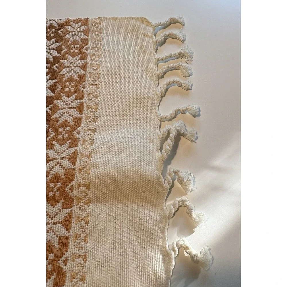 Set of 6 Vintage Woven Placemats – Reversible Brown & Tan with Fringe 22